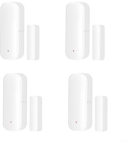 Paquete de 4 Sensores WiFi TUYA para Puerta - Alarma Inteligente Con Notificación, Control de Aplicación y Sensor Magnético de Contacto Abierto para Seguridad
