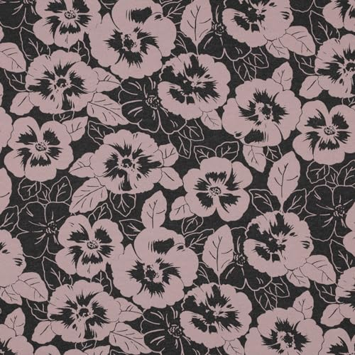 VmG-Store Jersey Stoffe Meterware zum Nähen Baumwolljersey Nähstoff Kinderstoff 140 cm breit III (Blumen Anthrazit Meliert Jb002)