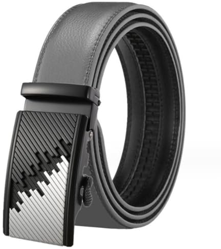Yorggvel Herren Business Gürtel Echt Leder mit Ledergürtel Ratsche Automatikschnalle,Männer Freizeit Gürtel Kürzbar,Breite 3.5 CM,Mehrfarbig (grau, Länge 115cm)