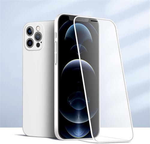 NVYRO Funda Completa 360 para iPhone 13 12 11 Pro MAX X XR XS 8 7 Plus SE Funda de teléfono con protección de Pantalla de Vidrio Templado, Blanco, para iPhone 7 Plus