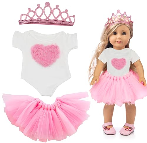 Geburtstag Puppe Rosa Kleidung, Puppen Zubehör 43cm, Geburtstags Puppenkleider Zubehör Set, Babypuppenkleidung, Neue Puppenkleidungs-Outfits, Puppenkleider Puppenkleidung Set, Geschenke für Mädchen
