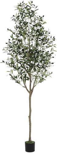 FORABAMB künstlicher Olivenbaum 190 cm, Kunstpflanze mit Pflanzgefäß, Kunstolivenbaum groß, für Home Office, Wohnzimmer, künstlicher Baum, 1080 Blätter