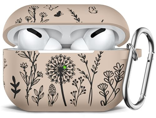 Minyee Custodia protettiva per AirPods Pro di seconda generazione, in morbido silicone bicolore con incisione floreale, compatibile con Apple AirPods Pro di seconda e 1a generazione, custodia di