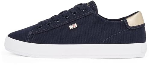 Tommy Hilfiger Baskets Vulcanisées Femme Canvas Lace Up Élégantes, Bleu (Space Blue), 37