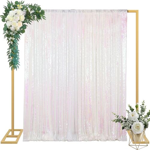 ShinyBeauty Glitter Sequin Photo Backdrop 4ftx8ft (1.2m x2.4m) with Rod Pocket - Sparkling Iridescent Curtain for Weddings, Photography, Parties, Stage & Halloween Decor
