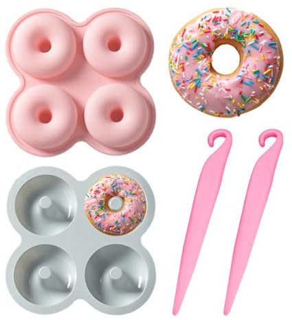 ZGDEIWGF 2 uds moldes de silicona y 2 uds herramientas de desmoldeo, herramientas para hornear, suministros de cocina, utensilios para hornear de silicona, moldes para rosquillas