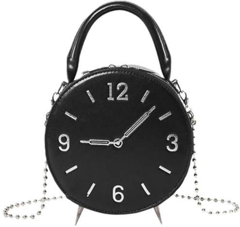 Zghhc Trendige Umhängetaschen Für Damen, Uhrenform, Kleine Handtaschen, Pu-Leder, Umhängetasche, Geldbörse, Abendtasche Kettenriemen Für Damen