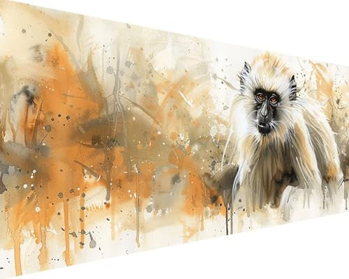 Paint by Numbers Animals Paint by Numbers for Adults Monkey Paint by Numbers Kits Hobbies for Adults Women Art Crafts with Paint Brushes Acrylic Painting for Home Decor Gift 50x100cm (Frameless) 0-0