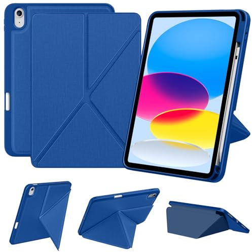 DTTO für iPad (A16) 11th Generation Hülle 11 Zoll 2025, iPad 10th Generation Hülle 10.9 Zoll 2022, Faltbare Ständer Cover mit Quer- und Hochformat & Stifthalter, Dunkelblau