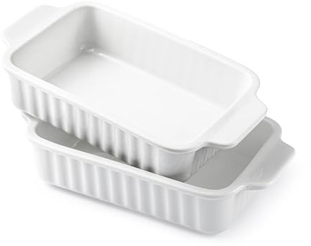 Small Casserole Dishes for Oven - 30 Oz Ceramic Baking Dish with Handles - 9x5 Rectangular Mini Bakeware for Lasagna, Au Gratin, Meal Prep - Portion Control & Personal Serving, Set of 2
