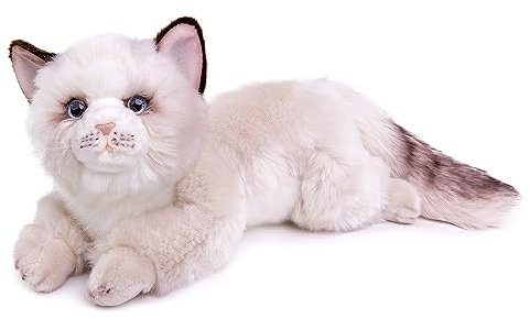 lilizzhoumax Ragdoll-Katze Stofftier Plüschtier realistisches Ragdoll-Katze Plüsch schönes Tier niedliche und weiche Geschenke Katze für Kinder Jungen und Mädchen Spielzeug Katze Plüsch 20” Weiß