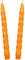 Auswahl Farbe + Menge - gold verzierte Spiralkerze Spitzkerze Stabkerze Renaissancekerze Tafelkerze Leuchterkerze ca. Ø 22 x 220 mm gedreht hier: 2 Kerzen orange (matt) / gold