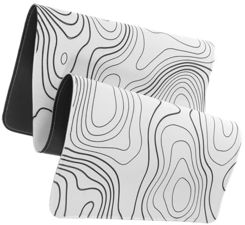 KALLORY 50pcs Topographic Map Mouse Pad Non- Base Extended Desk Mat for Gaming and Office Use Stitched Edges Chic Minimalist Design