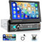 VECHTEL Autoradio 1 Din avec Écran Tactile Rabattable, Autoradio 7 Pouces avec Bluetooth, Radio FM, Prise en Charge Mirror Link, USB/AUX, Commandes au Volant, Caméra de Recul, Microphone