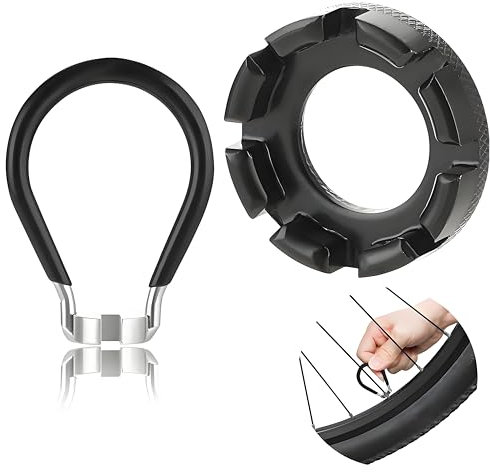 2 Tiraraggi Bici Universale, Bicicletta Tiraraggi, Bicicletta Tiraraggi Bicicletta Chiave Tiraraggi 6 in 1 Tira Raggi Regolazione dei Cerchioni 10-15G per Raggi per Bicicletta(Nero)