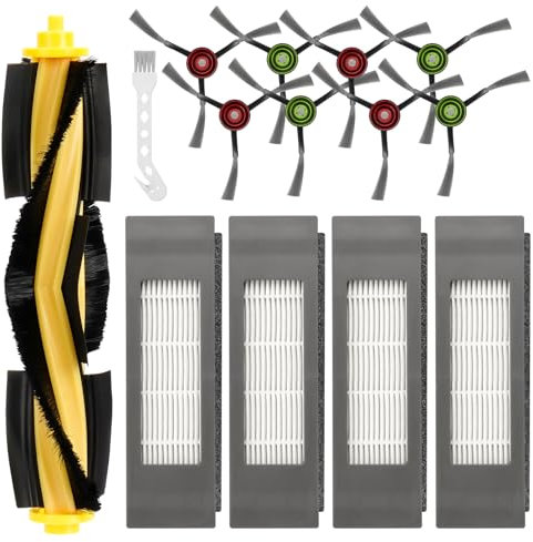 14 Stück Ersatzteile Zubehör für Ecovacs Deebot N8、N8 Pro、T9、N10 Plus,OZMO 950/920 / T8 / T8 / T8+ / T8 AIVI / T8 AIVI+ / T8 MAX,1 Hauptbürste 4 Filter 8 Seitenbürsten 1 Reinigungsbürste