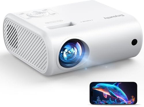Mini Beamer 4K Projektor Tragbarer 20000 Lux für Smartphone, unterstützt kabelgebundene Bildschirmspiegelung, kompatibel mit TV-Stick/Windows/iOS/Android/HDMI/USB (17 * 13 * 7 cm)