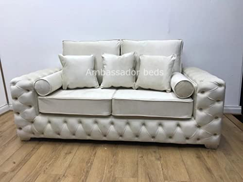 Luxuriöses, modernes 2-Sitzer-Ecksofa Ashley Chesterfield, gepolstert, Samt, Sofas und Couches für Wohnzimmer