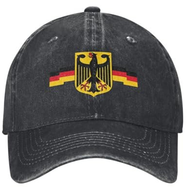 Unisex Baumwolle Deutscher Adler Auf Schild Baseballkappe Erwachsene Deutschland Flagge Verstellbarer Papa Hut für Männer Frauen Outdoor Baumwolle, für alle Jahreszeiten