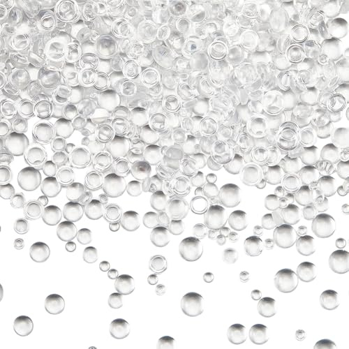 SUNNYCLUE 1 Box 2500pcs 4 Styles Craft Pearls Flat Back Flat Back Resin Pearls Transparent Micro Small Resin Half Round Flat Back Water Droplets Bubble Embellishments for DIY Phones Clothes Shoes