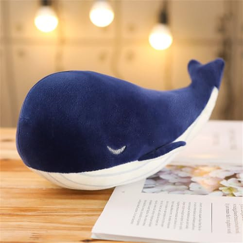 AQCQDQ Riesiges Blauwal-Plüschkissen, Plüschtier Delphin Puppe Stofftier Kissen Kuscheltier Delphin, Niedlicher Wal Plüsch Puppe Spielzeug Kinder Geburtstag Geschenk (85 cm)