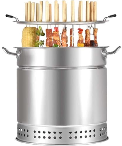 Barbecue vertical sans fumée au charbon – Comprend 20 brochettes pour rôtir à 360°, parfait pour la cuisine en plein air et le camping