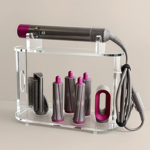 Acryl-Halter, kompatibel mit Dyson Airwrap, 10 mm dicker Acryl-Organizer für Styler-Aufsatz, Haarwerkzeug-Aufbewahrung für Badezimmer-Arbeitsplatte mit 6 Löchern