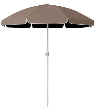 Ombrellone da esterno con pulsante di inclinazione, protezione UV e impermeabile, per giardino, piscina, balcone, terrazza, perfetto per ombrelloni e relax, Marrone, 220cm/7.2ft