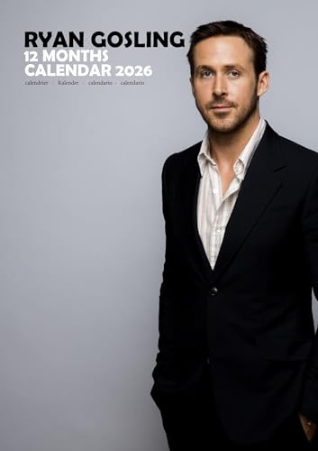 Ryan Gosling, Kalender 2026, A3, Wirobound, Vollfarbig, Gratis Packung Kalenderaufkleber.