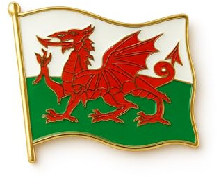 Wales Flag Pin Badge, Flying Dragon Design