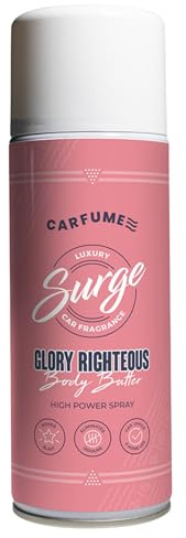 Carfume Limited Edition Glory Righteous Surge Can | Premium Floral, Shea & Musk Fragrance | Luxury Pink Car Air Freshener Spray For Women - Odour Eliminator - UK Made Car Accessories