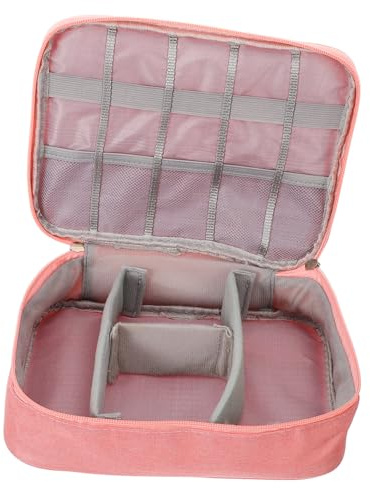 Blutzuckermessgerät Tasche Oxford Stoff, mit Reißverschluss, Rosa | Diabetes Organizer mit Verstellbaren Trennwänden, Netzfach und Elastischen Gurten, für Zuhause und Klinik