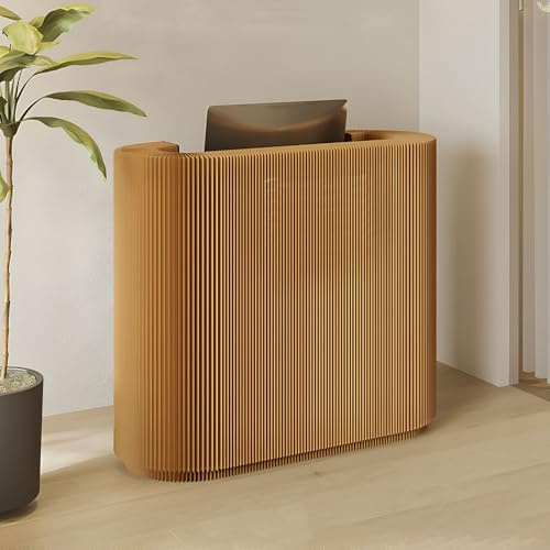 Koncey Faltbare Empfangstheke, Modern Rezeptionstheke, 125 x 43.5 x 108 cm Messetheke Tragbare mit 2 Abnehmbaren Regalen, Verkaufstheke für Firmenhallen Bekleidungsgeschäft(Schwarz)