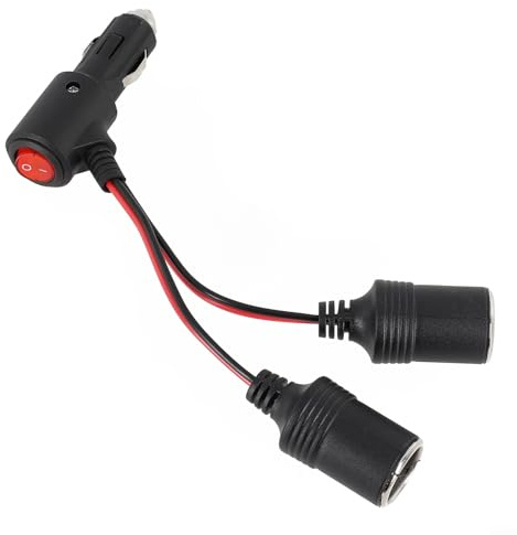 12V 24V Car Cigarettes Lighters Splitter Adapter with On Off Switch, 1 Male to 2 Female Y Cable for Car Chargers and Devices, Compatible with Most Vehicles