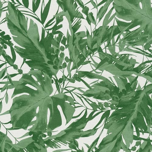 Profhome Palmen Tapete 790634-GU heißgeprägte Vliestapete grün mai-grün mint-türkis 0,53 m x 10,05 m = 5,33 m2