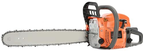 58cc 20 Petrol Chainsaw, Powerful 2-Stroke Engine Lightweight Heavy-Duty Chain Saw for Tree Felling & Firewood, Cordless Chainsaw for Tree Felling Log Cutting and Pruning, Gift for Men Dad (Orange)