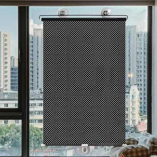 50x180cm Tenda a rullo per finestre con ventose Tenda oscurante termica | Nero Senza Foratura,blocco raggi UV,Tende Avvolgibile Parasole,Persiane Temporanea per ufficio e casa