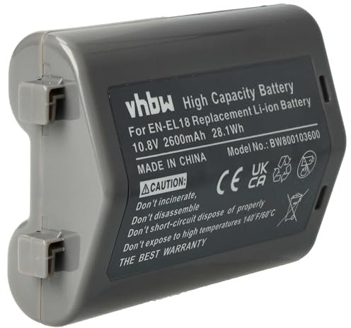 vhbw Akku kompatibel mit Nikon D4, Z9 Kamera (2600mAh, 10,8V, Li-Ion) mit Infochip