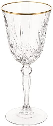 Lorren Home Trends Siena Collection - Copa de vino tinto de cristal con diseño de banda dorada, juego de 4, 7.5 onzas líquidas