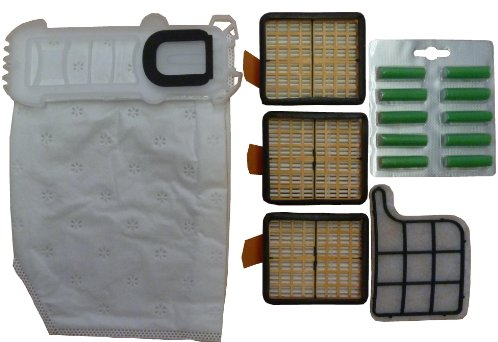 Mister vac A923 18 x Fleece Vacuum Bags for Vorwerk Kobold VK 135/136 / 3 x Hepa Filter/Motor Filter / 10 x Scented Sticks Green