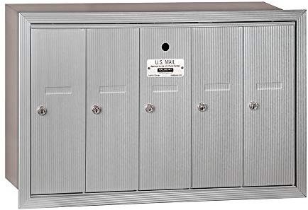 Salsbury Industries 3505ARU Recessed Mounted Vertical Mailbox with 5 Doors and USPS Access, Aluminum