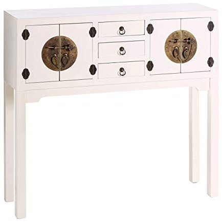 Mesa recibidor Oriental Blanca 95x26x90 cm