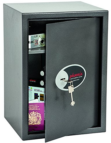 Phoenix Safe Company – SS0804K Vela Home & Office Security Safe | Key Locking | Twin Locking Bolts | Metallic Graphite Finish | 51 Litre Capacity | 19kg