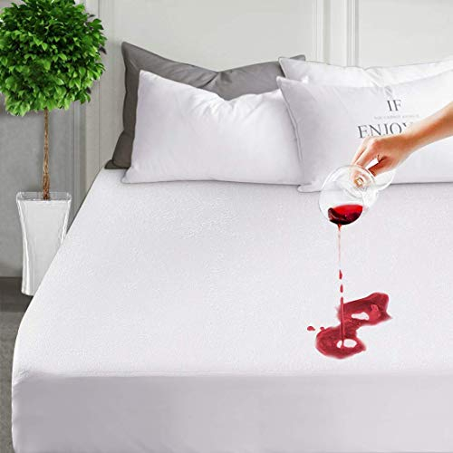 Aaf Textile Waterproof Mattress Protector King Size – Soft Terry Cotton Non-Crinkly Cover for Comfort, Extra Deep Pocket Fitted Breathable Mattress Protector, Shield from Spill, Allergen &Dust