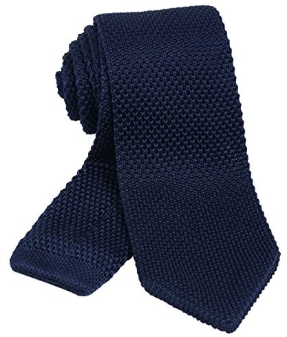 Alizeal Knit Tie for Men, Solid Slim Casual Knitted Neckties,Navy(Size: One Size)
