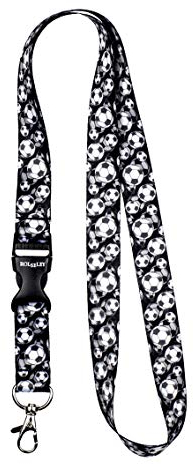 Rolseley Cordon tour de cou pour porte-badges avec clip en métal 1 ballon de football noir.