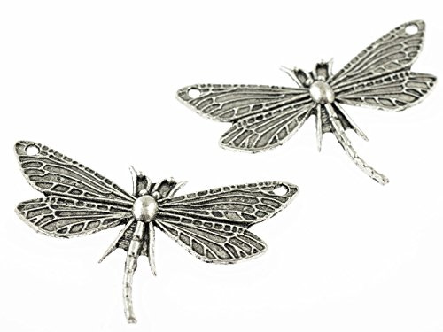 Vintageparts 2 Libellen als Verbinder in antik silberfarben, DIY-Schmuck