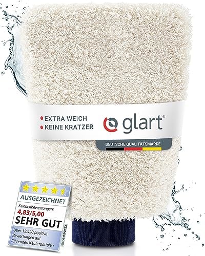 Glart 44WH Guanto per lavaggio auto in microfibra, Guanto di Microfibra Premium per Auto, Pulizia Professionale, 100% Senza Graffi, Assorbente e Morbido