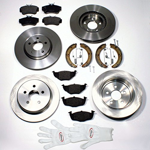 Autoparts-Online Set 60007120 Bremsscheiben + Bremsbeläge + Handbremse + Zubehör vorne + hinten