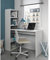 Dmora - Scrivania Denton, Scrittoio Multifunzione Reversibile con libreria 5 Ripiani, Tavolo da Studio o Ufficio Porta PC portalibri, 120x53h144 cm, Bianco